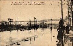 La Crue de la Seine (Janvier - Février 1910)  - Viaduc de Passy, Quai de Grenelle et Ligne des Moulineaux à Paris 15e