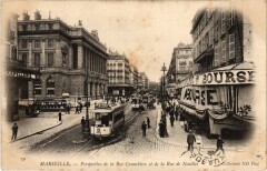 Marseille - Perspective de la Rue Cannebiere et de la Rue de à Marseille