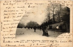 Carte postale ancienne Bois de Boulogne - Glissades sur le lac
                                                                     à Paris 16e
                                