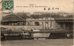 Carte postale ancienne Pont du Chemin de fer Passy-Moulineaux
                                                                     à Paris 15e
                                