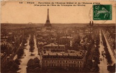 Panorama de l'Avenue Kléber et de l'Avenue d'Iéna - Vue prise de l'Arc de Triomphe de l'Etoile à Paris 16e