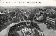 Avenues Malakoff, d'Eylau et Kléber, prises du Trocadéro à Paris 16e