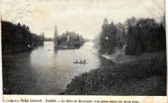 Carte postale ancienne Le Bois de Boulogne - vue prise entre les deux lacs
                                                                     à Paris 16e
                                