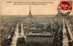 Panorama de l'avenue Kléber et de l'avenue d'Iéna - Vue prise de l'arc de Triomphe de l'Etoile à Paris 16e