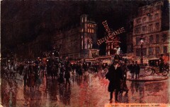 Carte postale ancienne Le Moulin-Rouge, le soir
                                                                     à Paris 9e
                                