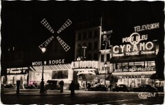 Carte postale ancienne Le Moulin Rouge la nuit
                                                                     à Paris 9e
                                