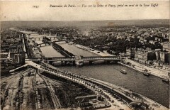 Carte postale ancienne Panorama de Paris -Vue sur la Seine et Passy prise en aval de la Tour Eiffel
                                                                     à Paris 7e
                                