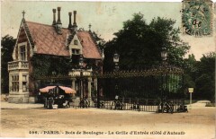 Carte postale ancienne Bois de Boulogne - La Grille d'Entrée (Côté d'Auteuil)
                                                                     à Boulogne-Billancourt
                                