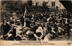 Carte postale ancienne Fêtes franco-hollandaises - Juin 1912 - Le Prince Consort et Mme Fallières sortant de la Gare du Bois de Boulogne
                                                                     à Paris 16e
                                