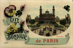 Carte postale ancienne Un Bonjour de Paris - Trocadéro
                                                                     à Paris 7e
                                