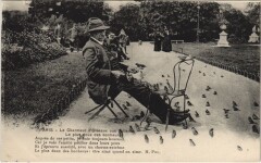 Carte postale ancienne Paris Petits Metiers Le charmeur d'oiseaux aux Tuileries
                                                                     à Paris 1er
                                