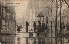 Inondations 1910 Paris Clichy Place de la mairie