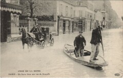 Inondations 1910 Paris Rue de Grenelle un fiacre