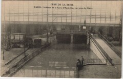 Carte postale ancienne Crue de la Seine - Intérieur de la Gare d'Austerlitz, vue prise du Métro
                                                                     à Paris 13e
                                