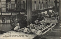 Inondations 1910 Paris Quai de Billy Pontonniers du Genie