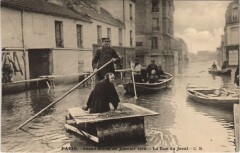 Inondations de Janvier 1910 - La rue de Javel à Paris 15e