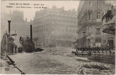 Inondations 1910 Paris Gare Saint-Lazare Cour de Rome
