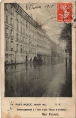 Inondations 1910 Paris Rue Fabert Demenagement Tonne d'arrosage