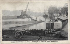 Inondations 1910 Paris Quai Malaquais barrage de secours