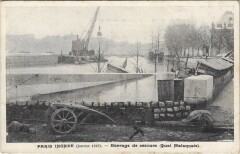 Inondations 1910 Paris Quai Malaquais Barrage de secours