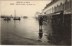 Carte postale ancienne Crue de la Seine - Quai de la Gare - 28 Janvier 1910
                                                                     à Paris 13e
                                