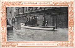 Inondations 1910 Paris Faubourg Saint-Antoine canot automobile