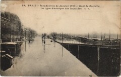 Inondations 1910 Paris Ligne des Invalides Quai de Grenelle