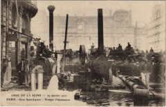 Inondations 1910 Paris Gare Saint-Lazare Pompes d'epuisement