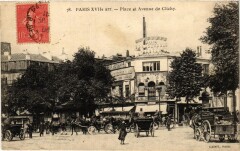 Carte postale ancienne Place et Avenue de Clichy
                                                                     à Paris 18e
                                