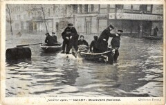 Carte postale ancienne Boulevard National - Janvier 1910
                                                                     à Clichy
                                