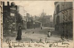 Carte postale ancienne Rue Ravignan — Au coin de la rue d'Orchamps
                                                                     à Paris 18e
                                