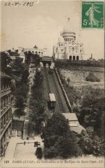 Carte postale ancienne Le Funiculaire et la Basilique du Sacré-Coeur de Montmartre
                                                                     à Paris 18e
                                