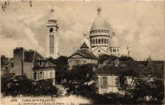 Carte postale ancienne Montmartre - Le Sacré-Coeur et l'Eglise Saint-Pierre
																	 à Paris 18e
								