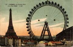 Carte postale ancienne La Grande Roue et la Tour Eiffel
                                                                     à Paris 15e
                                