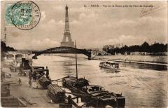 Carte postale ancienne Vue sur la Seine, prise du Pont de Grenelle
                                                                     à Paris 16e
                                