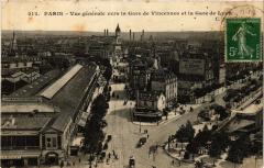 Carte postale ancienne Vue Générale vers la Gare de Vincennes et la Gare de Lyon
                                                                     à Paris 12e
                                