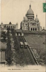 Carte postale ancienne Montmartre - La Basilique et le Funiculaire
                                                                     à Paris 18e
                                