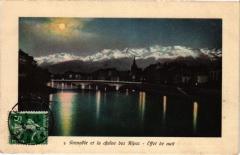 Grenoble et la chaine des Alpes - Effet de nuit à Grenoble