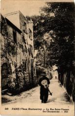 Carte postale ancienne Vieux Montmartre - La Rue Saint-Vincent - Un chansonnier
                                                                     à Paris 18e
                                