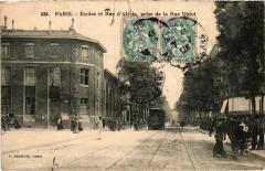 Carte postale ancienne Ecoles et rue d'Alésia, prise de la rue Didot
                                                                     à Paris 14e
                                