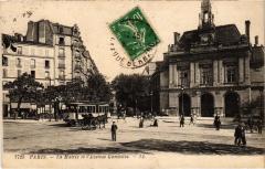 Carte postale ancienne La Mairie et l'Avenue Gambetta
                                                                     à Paris 20e
                                