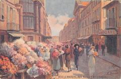 Nice - Le Marche Aux Fleurs Et L'Opera - Cpa Illustrateur à Nice