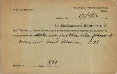 Paris 10e - Etablissements Kruger & C à Paris 10e