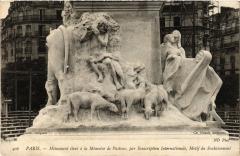 Carte postale ancienne Monument élevé à la mémoire de Pasteur - Motif du Soubassement
                                                                     à Paris 7e
                                
