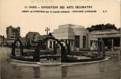 Paris Expo 1925 Jardin des Nympheas Fontaine Lumineuse