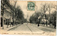 Carte postale ancienne Avenue d'Orléans - Eglise de Montrouge
                                                                     à Paris 14e
                                
