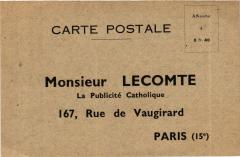 Monsieur Lecomte - La Publicité Catholique - Rue de Vaugirard à Paris 15e