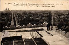 Vue prise de l'Arc de Triomphe vers les Avenues Victor Hugo et Kleber -
																					75016 Paris 16e
																			