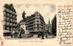 Paris 5e-Place Maubert et Statue Etienne Dolet à Paris 5e