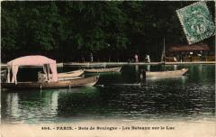 Carte postale ancienne Bois de Boulogne - Les Bateaux sur le Lac
                                                                     à Paris 16e
                                